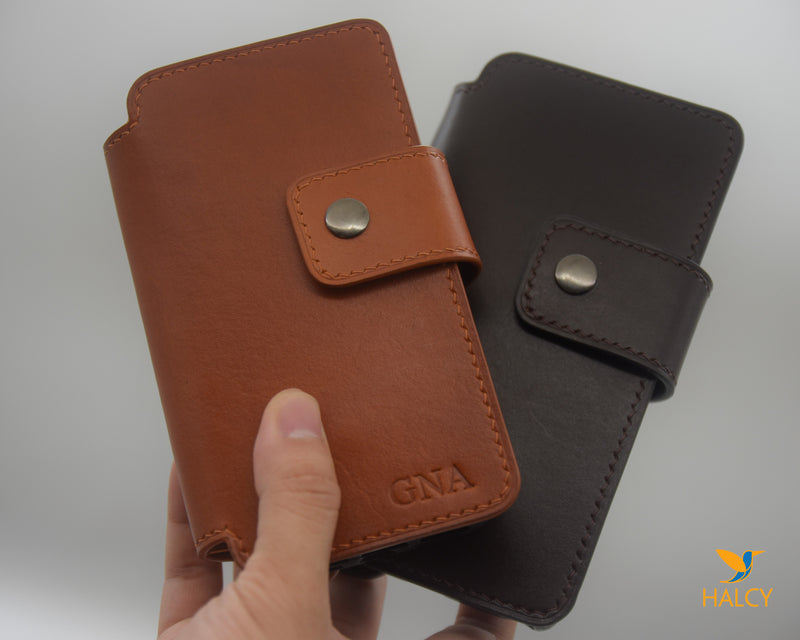 Dual Phone Pouch Case Leather Double Decker Slim Long Wallet for Cards  Phones