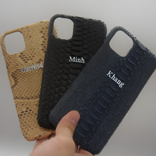 Python Leather Case For iPhone, Free Initials embossing