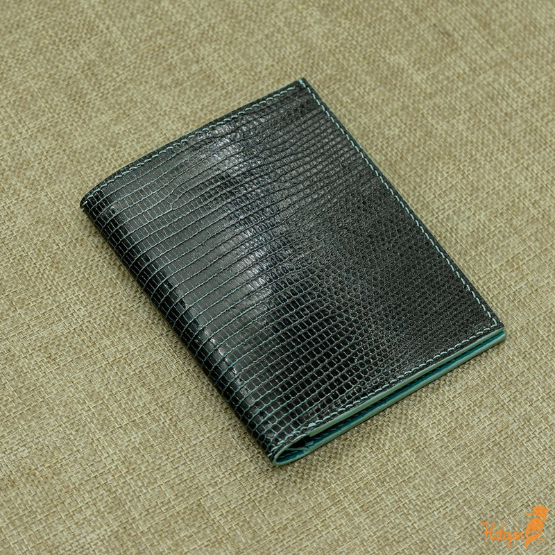 Lizard leather bifold wallet mens