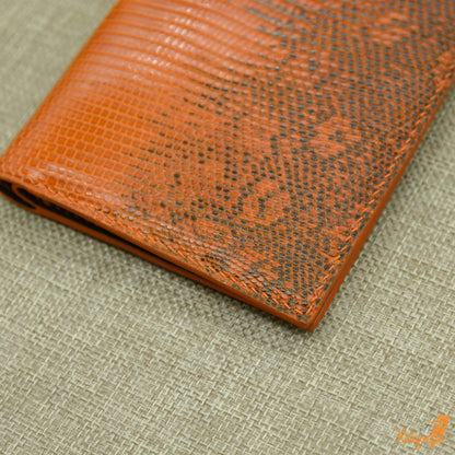 Lizard leather bifold wallet mens