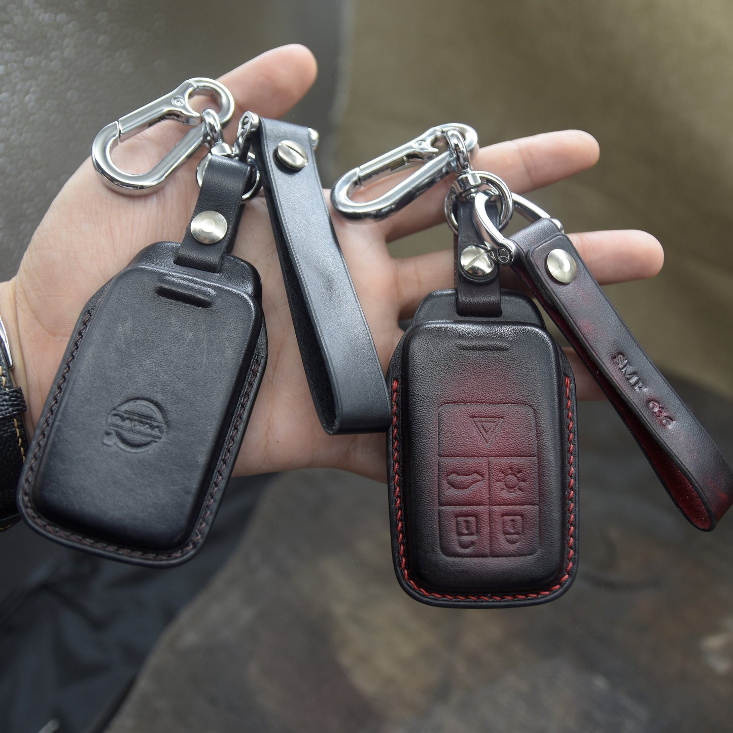 Leather Key Fob Cover For Volvo 5 buttons