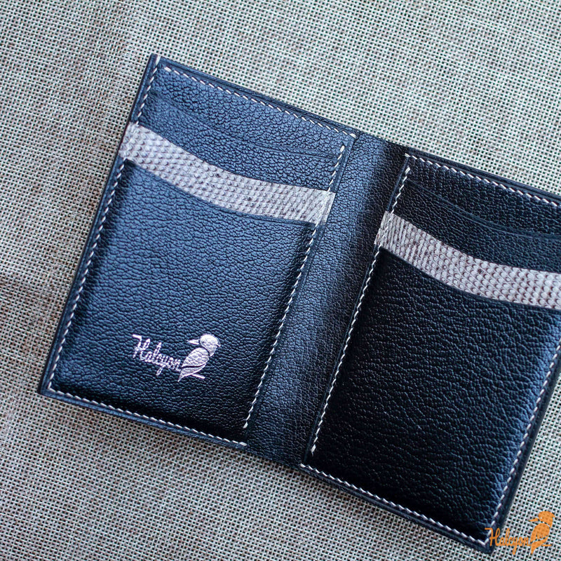 Lizard leather bifold wallet mens