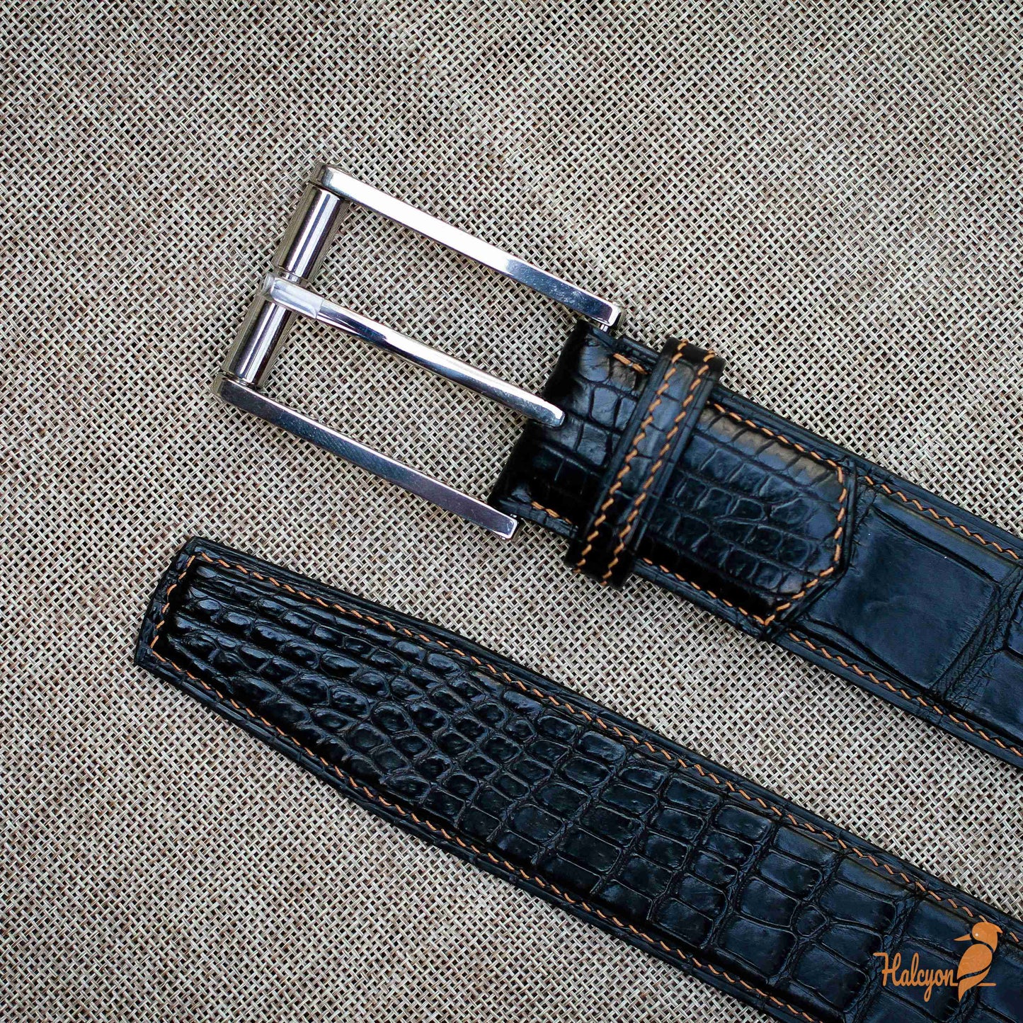 Handcrafted - Alligator Leather Belt - Titanium buckle