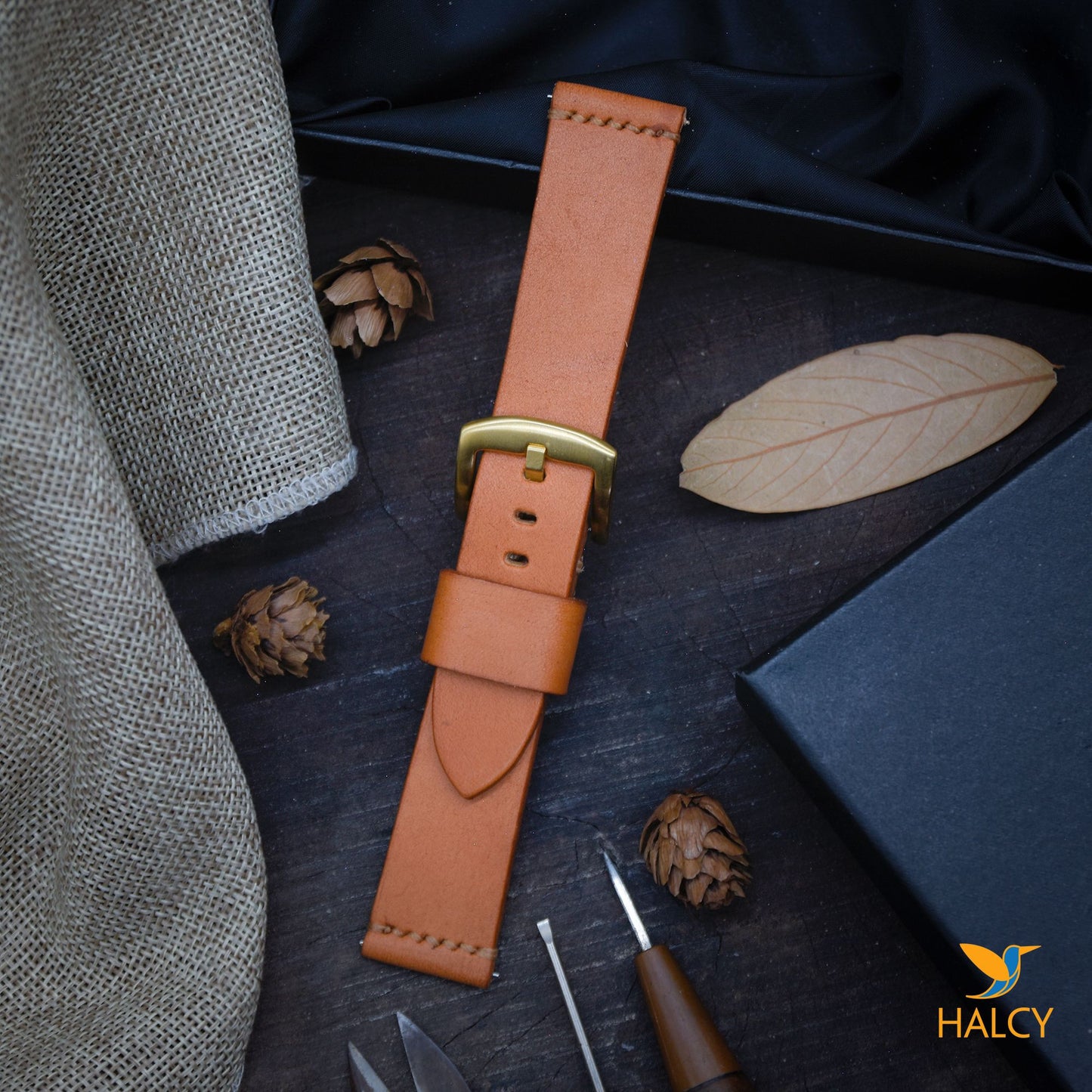 Italian Vegetable tanned Cowhide Leather  Watch strap with quick-release spring bars. Choice of Width - 16mm, 18mm, 20mm, 22mm, 24mm, Etc..